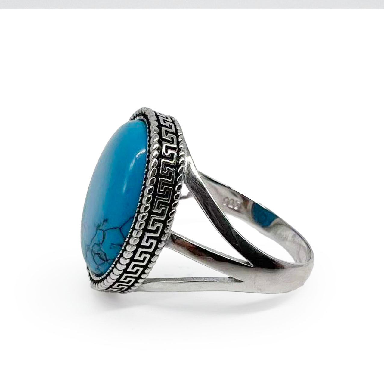 Retro Blue Turquoise Silver Ring