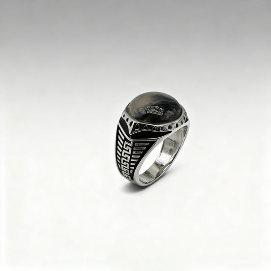 Vintage Silver Agate Men’s Ring