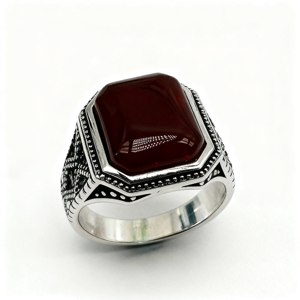 Luxury Silver Agate Men’s Ring