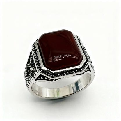 Luxury Silver Agate Men’s Ring