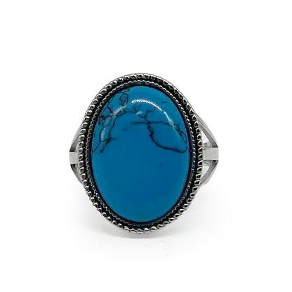 Retro Blue Turquoise Silver Ring