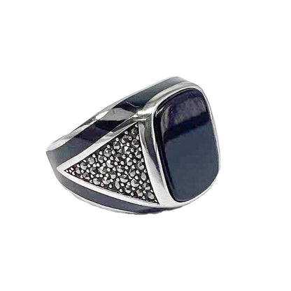 Vintage Silver Agate Men’s Ring