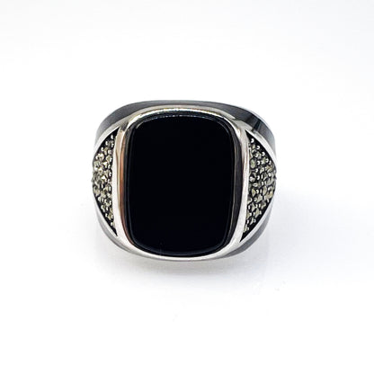 Vintage Silver Agate Men’s Ring