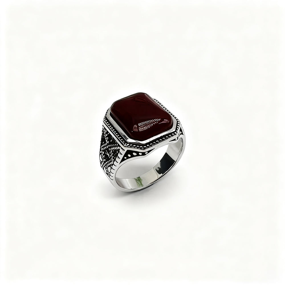 Luxury Silver Agate Men’s Ring