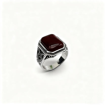 Luxury Silver Agate Men’s Ring
