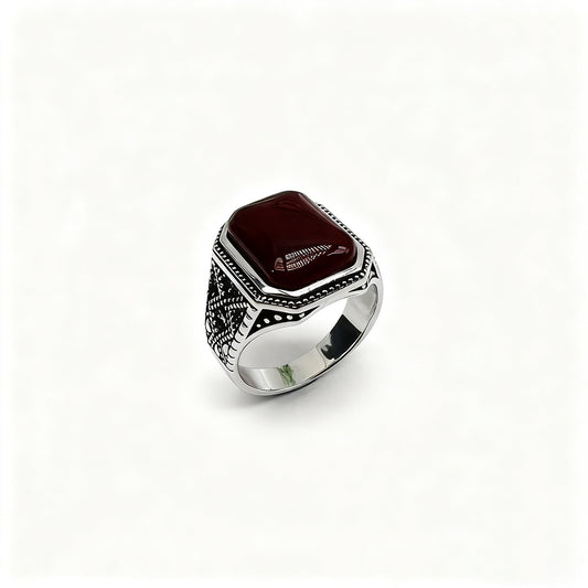 Luxury Silver Agate Men’s Ring