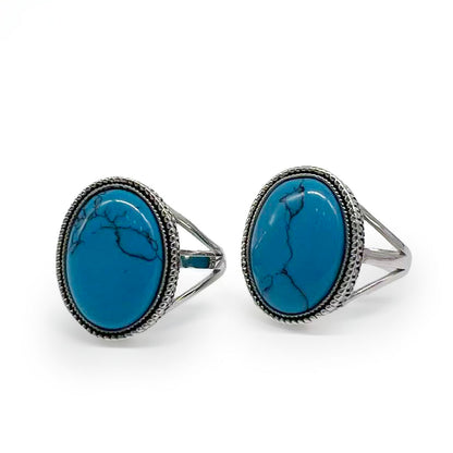 Retro Blue Turquoise Silver Ring