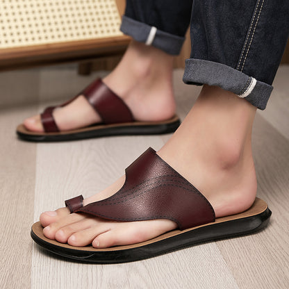 Reddish Leather Flip-Flops