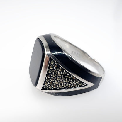 Vintage Silver Agate Men’s Ring