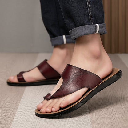 Reddish Leather Flip-Flops