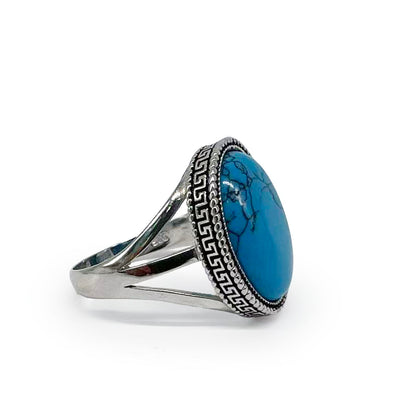 Retro Blue Turquoise Silver Ring