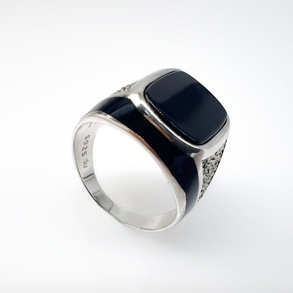 Vintage Silver Agate Men’s Ring