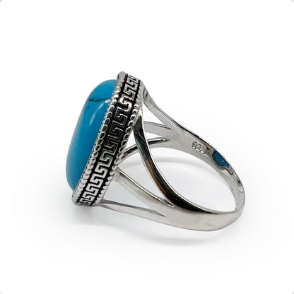 Retro Blue Turquoise Silver Ring