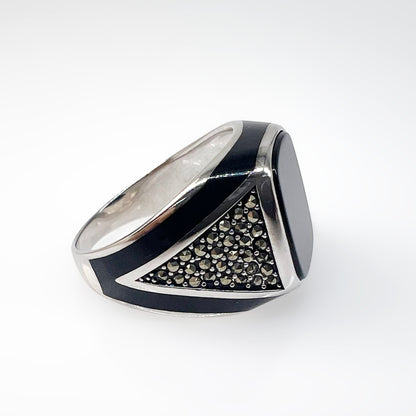 Vintage Silver Agate Men’s Ring