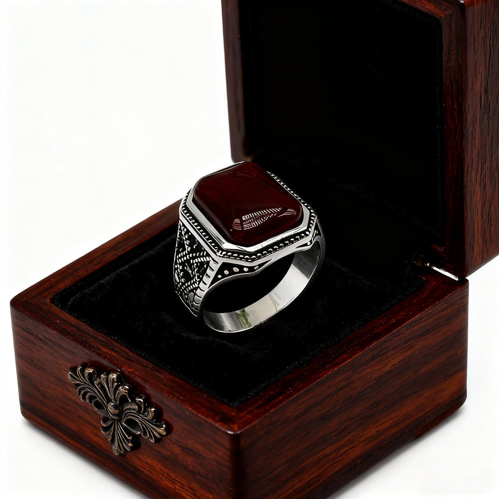 Luxury Silver Agate Men’s Ring